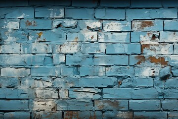 texture of blue brick wall worn and broken by time
