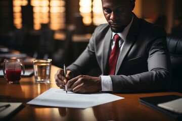 businessman signing a contract with a pen