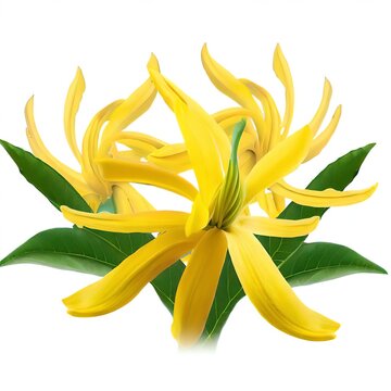 flower climbing ylang-ylang, climbing ilang-ilang, manorangini, hara-champa kantali champa isolated on white background.