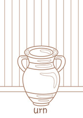 Alphabet U For Urn Vocabulary School Cartoon Coloring Pages A4 for Kids and Adult Activity