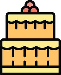 Wedding cake icon outline vector. Gift box. Surprise package color flat