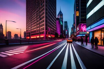 Fototapeta na wymiar traffic at night generated by AI 
