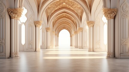 Obraz premium Cathedral Hallway Wall Backdrop of Luxury