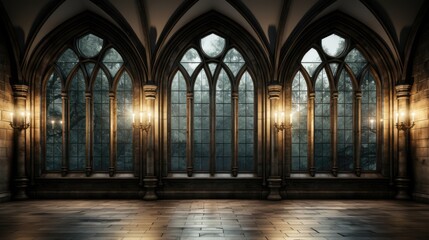 Obraz premium Cathedral Hallway Wall Backdrop of Luxury