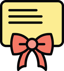 Card present icon outline vector. Gift box. Cute party color flat