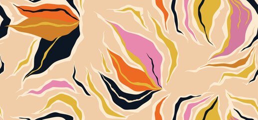 Naklejka premium seamless pattern with abstract leaf leaves. 
