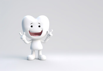 child tooth isolated with two eyes showing thumbs up isolated dental care concept generative ai