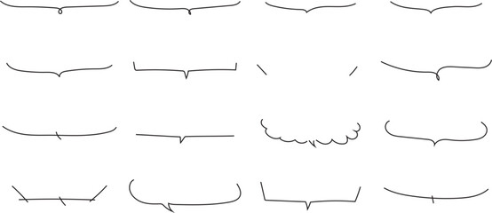 ベクターかわいい手書きの下線ふきだしセット　黒　あしらい　シンプル　Black handwritten vector speech bubble set