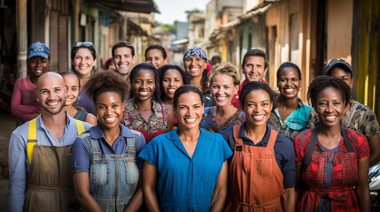 A collage of migrants contributing to their new community through various professions 