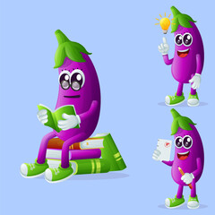Cute eggplant characters being clever