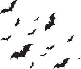Bat flying. A flock of vampire bats 