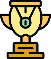 Business cup icon outline vector. Winner award. Win prize color flat