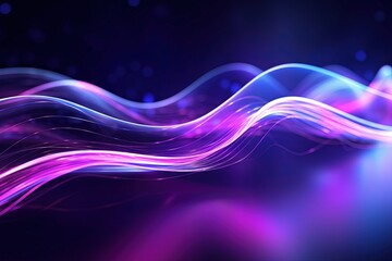 Naklejka premium abstract futuristic background with pink blue glowing neon moving high speed wave lines and bokeh lights. Data transfer concept Fantastic wallpaper