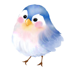 Cartoon Watercolor Illustration of a cutie bird