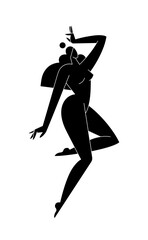 Contemporary female body vector illustration. Nude woman silhouette, abstract pose, feminine figure, modern graphic design. Beauty, self love, body care concept for logo, branding. Minimalism fine art - 629190235