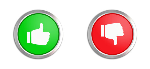 Circle Button with Thumbs-Up and Thumbs Down Icons