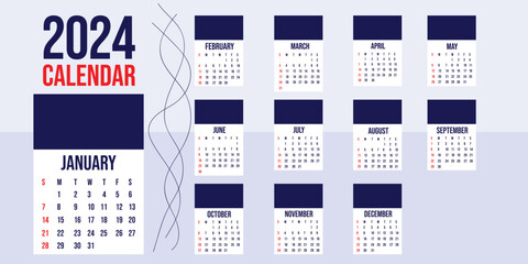 Calendar 2024 Colorfull Template Design Bundle Set