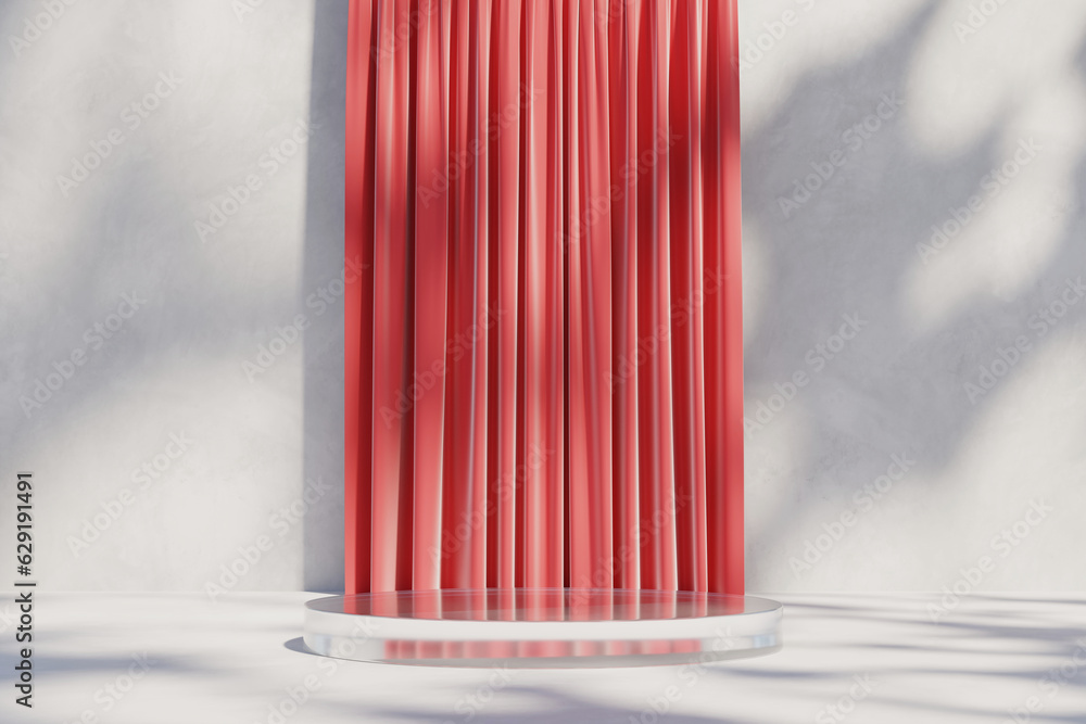Aufkleber 3d rendering platform podium with curtain product presentation background