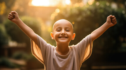 Young indian Cancer Patient Embracing Positivity. I beat cancer!