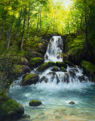 Waterfalls and forest - 629191638