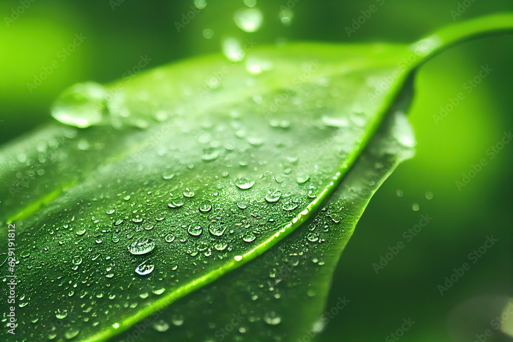Poster green leaf background close up view. nature foliage abstract of leave texture for showing concept of