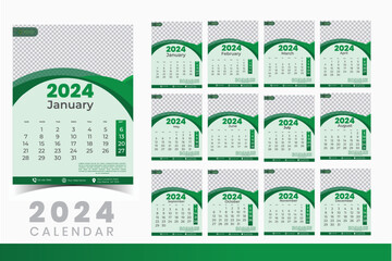 2024 Calendar Design Template, Modern New Year Calendar Design in Business Style