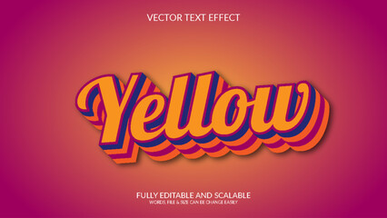 Yellow 3D Fully Editable Vector Eps Text Effect Template Design