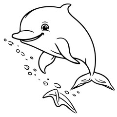 Dolphin coloring page outline drawing