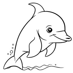 Naklejka na ściany i meble Dolphin coloring page outline drawing