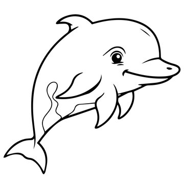 Dolphin coloring page outline drawing