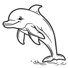 Fototapeta premium Dolphin coloring page outline drawing