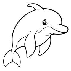 Dolphin coloring page outline drawing