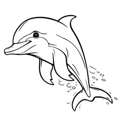 Dolphin coloring page outline drawing