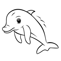Dolphin coloring page outline drawing