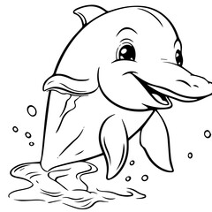Dolphin coloring page outline drawing