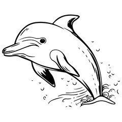 Dolphin coloring page outline drawing