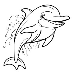 Dolphin coloring page outline drawing