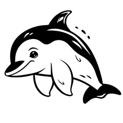 Dolphin coloring page outline drawing