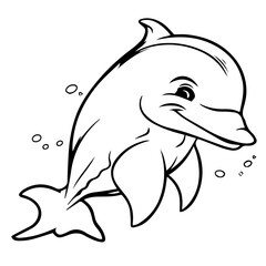 Dolphin coloring page outline drawing