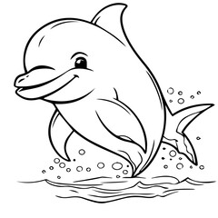 Dolphin coloring page outline drawing