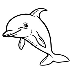 Dolphin coloring page outline drawing