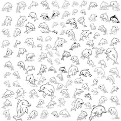 Dolphin coloring page outline drawing collection