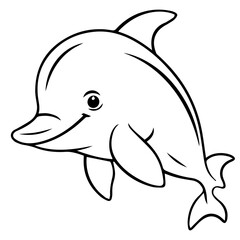 Dolphin coloring page outline drawing