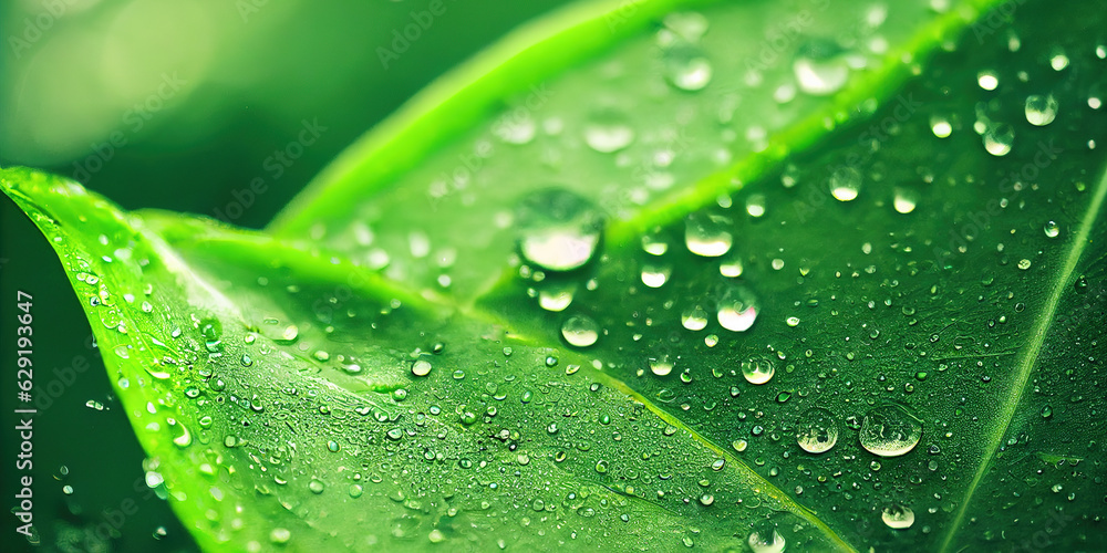 Poster green leaf background close up view. nature foliage abstract of leave texture for showing concept of