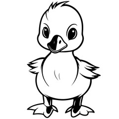Coloring Page Outline of cartoon duckling