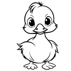 Coloring Page Outline of cartoon duckling