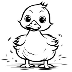 Coloring Page Outline of cartoon duckling