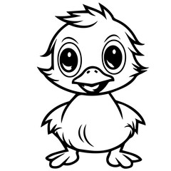 Coloring Page Outline of cartoon duckling