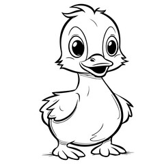 Coloring Page Outline of cartoon duckling