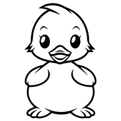 Coloring Page Outline of cartoon duckling